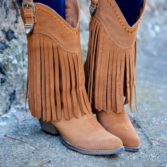 Very Volatile Shoes - Very Volatile Leather Fringe Cowboy Western Boots